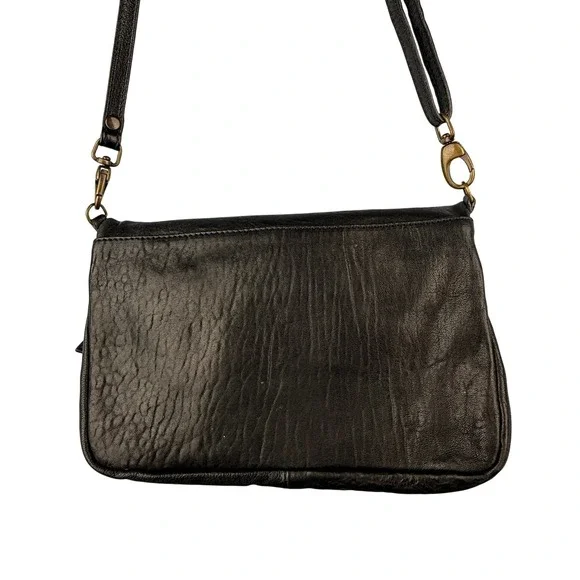 Johnny Was Leather Crossbody Studded Foldover Bag Black Italy Boho Artisan Soft - Picture 5 of 5